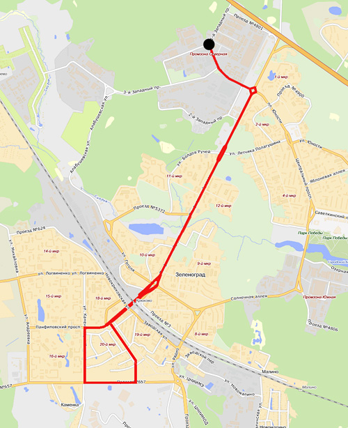 Карта движения автобусов по зеленограду