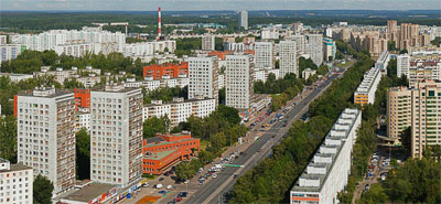 Панорама Зеленограда: Центральный проспект, вид с севера